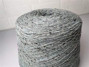 Tibet virgin wool / alpaca / silke - drønlækker i ciel blue melange med varme farve nister, 100 gram